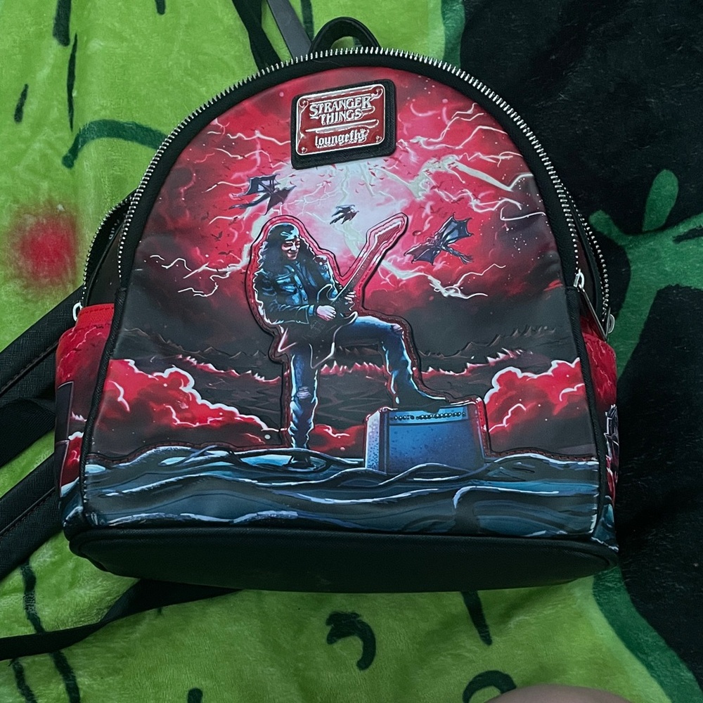 Loungefly Stranger Things Red and Black Backpack glow in the dark
